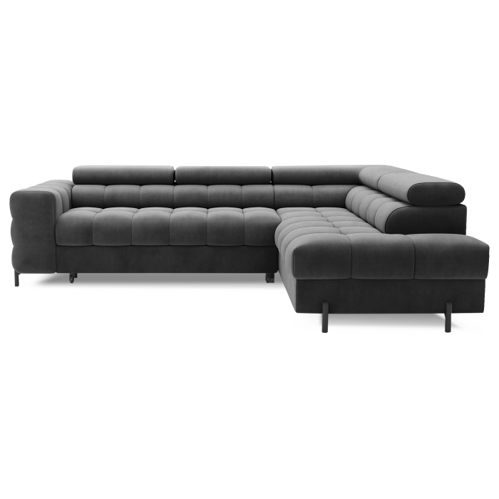 Canapé d'angle droit convertible Gris foncé 5 places FERRUM assise confort 276x93x200cm 