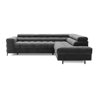 Canapé d'angle droit convertible Gris foncé 5 places FERRUM assise confort 276x93x200cm 