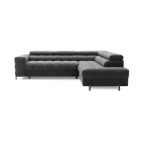 Canapé d'angle droit convertible Gris foncé 5 places FERRUM assise confort 276x93x200cm 