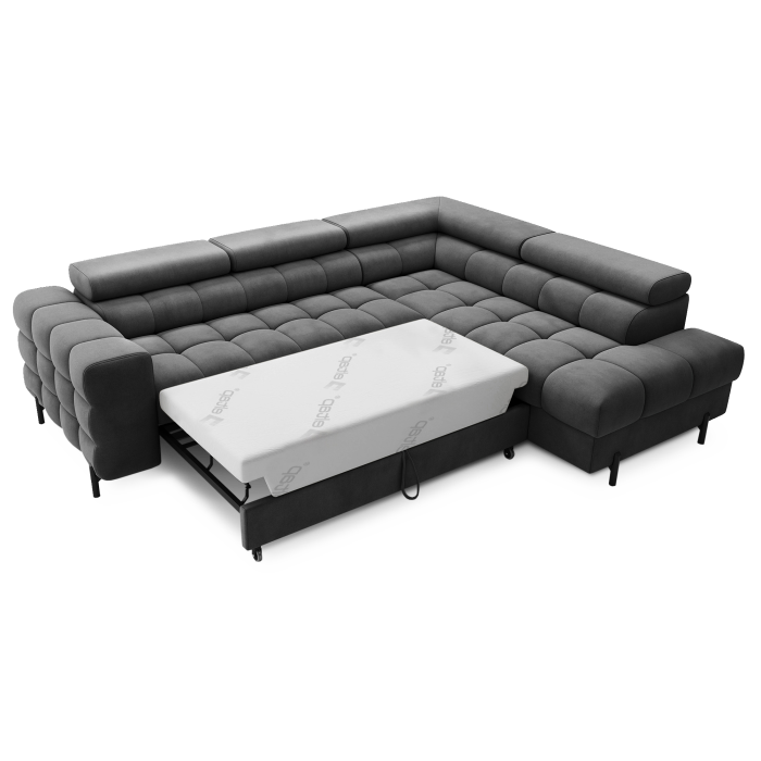 Canapé d'angle droit convertible Gris foncé 5 places FERRUM assise confort 276x93x200cm 