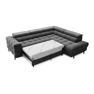 Canapé d'angle droit convertible Gris foncé 5 places FERRUM assise confort 276x93x200cm 