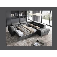 Canapé d'angle droit convertible Gris foncé 5 places FERRUM assise confort 276x93x200cm 