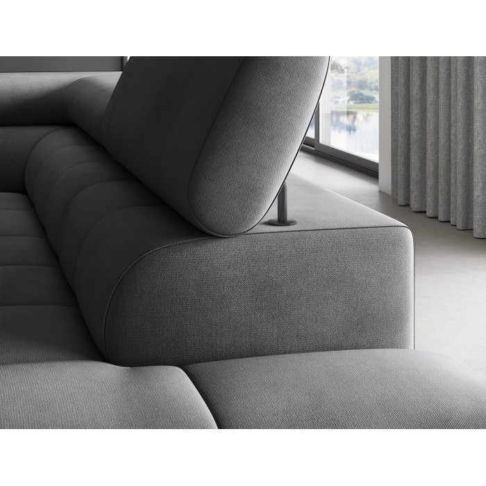 Canapé d'angle droit convertible Gris foncé 5 places FERRUM assise confort 276x93x200cm 