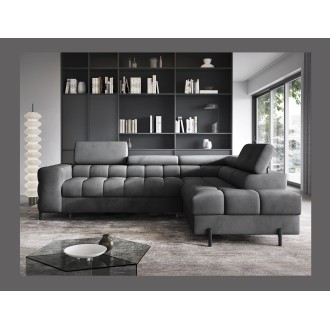 Canapé d'angle droit convertible Gris foncé 5 places FERRUM assise confort 276x93x200cm 