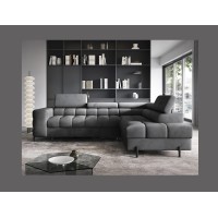 Canapé d'angle droit convertible Gris foncé 5 places FERRUM assise confort 276x93x200cm 