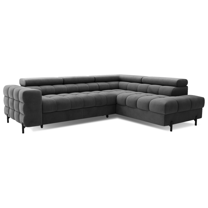 Canapé d'angle droit convertible Gris foncé 5 places FERRUM assise confort 276x93x200cm 
