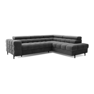 Canapé d'angle droit convertible Gris foncé 5 places FERRUM assise confort 276x93x200cm 