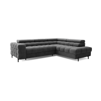Canapé d'angle droit convertible Gris foncé 5 places FERRUM assise confort 276x93x200cm 
