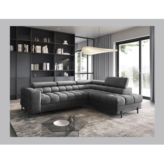 Canapé d'angle droit convertible Gris foncé 5 places FERRUM assise confort 276x93x200cm 