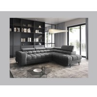 Canapé d'angle droit convertible Gris foncé 5 places FERRUM assise confort 276x93x200cm 