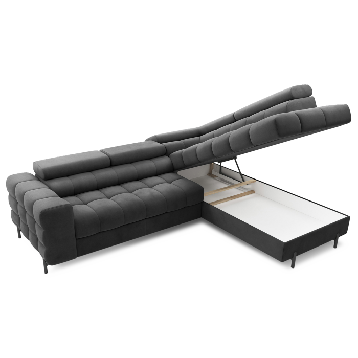 Canapé d'angle droit convertible Gris foncé 5 places FERRUM assise confort 276x93x200cm 