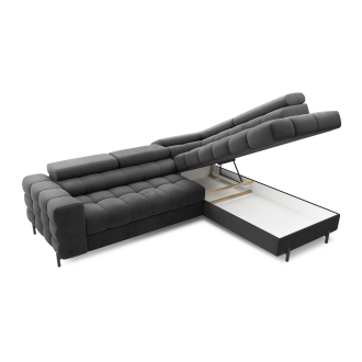 Canapé d'angle droit convertible Gris foncé 5 places FERRUM assise confort 276x93x200cm 