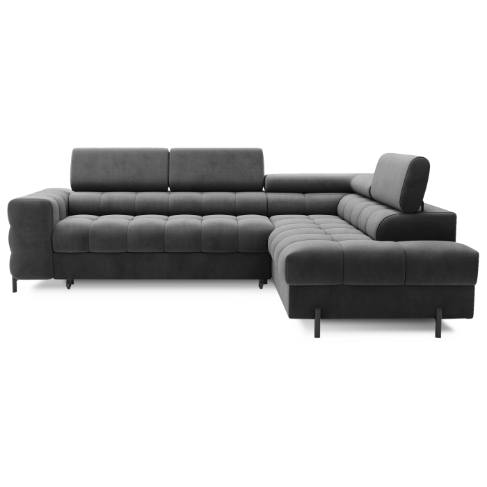 Canapé d'angle droit convertible Gris foncé 5 places FERRUM assise confort 276x93x200cm 