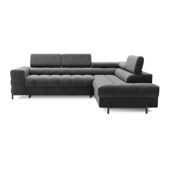 Canapé d'angle droit convertible Gris foncé 5 places FERRUM assise confort 276x93x200cm 