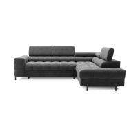 Canapé d'angle droit convertible Gris foncé 5 places FERRUM assise confort 276x93x200cm 