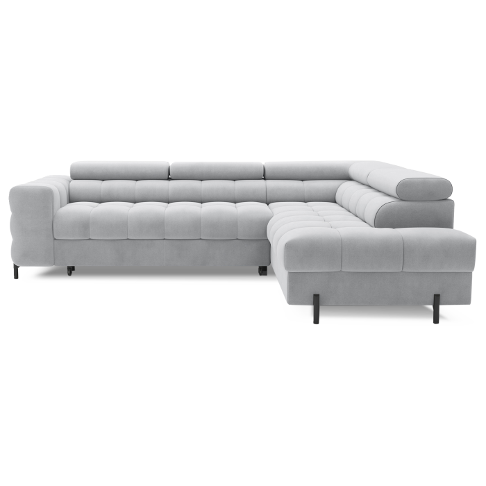 Canapé FERRUM Gris clair convertible 5 places angle droit pieds métal 276x93x200cm 