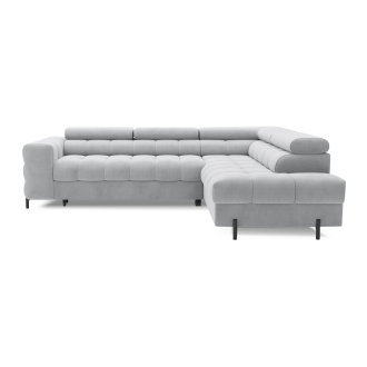 Canapé FERRUM Gris clair convertible 5 places angle droit pieds métal 276x93x200cm 