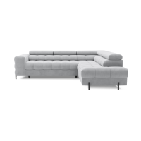 Canapé FERRUM Gris clair convertible 5 places angle droit pieds métal 276x93x200cm 