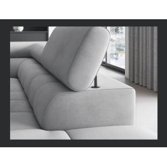 Canapé FERRUM Gris clair convertible 5 places angle droit pieds métal 276x93x200cm 