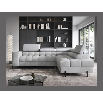 Canapé FERRUM Gris clair convertible 5 places angle droit pieds métal 276x93x200cm 