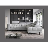 Canapé FERRUM Gris clair convertible 5 places angle droit pieds métal 276x93x200cm 