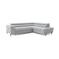 Canapé FERRUM Gris clair convertible 5 places angle droit pieds métal 276x93x200cm 