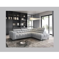 Canapé FERRUM Gris clair convertible 5 places angle droit pieds métal 276x93x200cm 
