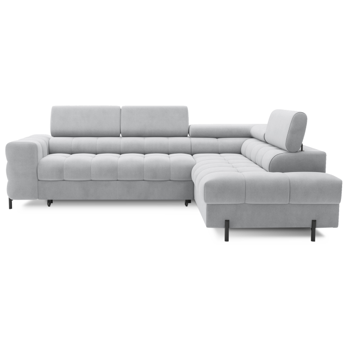 Canapé FERRUM Gris clair convertible 5 places angle droit pieds métal 276x93x200cm 