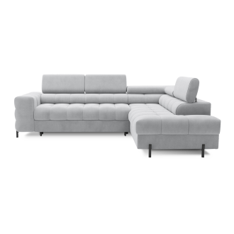 Canapé FERRUM Gris clair convertible 5 places angle droit pieds métal 276x93x200cm 