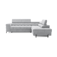 Canapé FERRUM Gris clair convertible 5 places angle droit pieds métal 276x93x200cm 