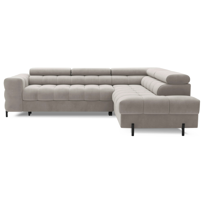 Canapé d'angle droit FERRUM Beige avec coffre salon familial 276x93x200cm 