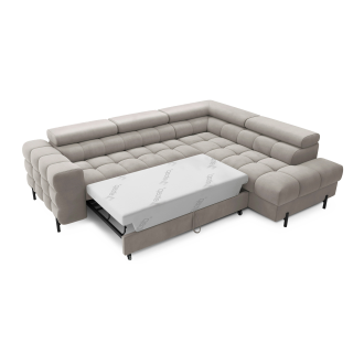 Canapé d'angle droit FERRUM Beige avec coffre salon familial 276x93x200cm 