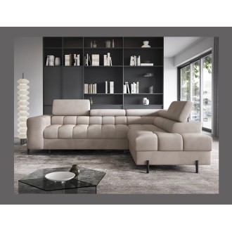 Canapé d'angle droit FERRUM Beige avec coffre salon familial 276x93x200cm 