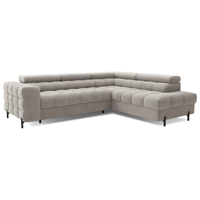 Canapé d'angle droit FERRUM Beige avec coffre salon familial 276x93x200cm 