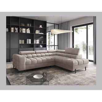 Canapé d'angle droit FERRUM Beige avec coffre salon familial 276x93x200cm 
