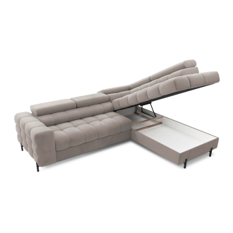 Canapé d'angle droit FERRUM Beige avec coffre salon familial 276x93x200cm 