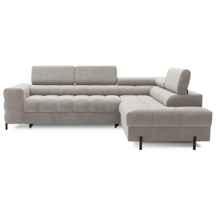 Canapé d'angle droit FERRUM Beige avec coffre salon familial 276x93x200cm 