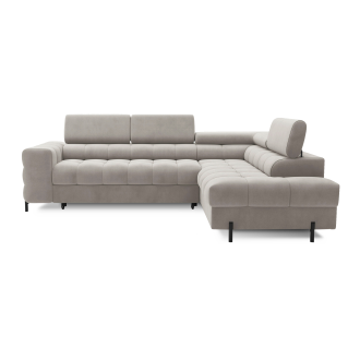 Canapé d'angle droit FERRUM Beige avec coffre salon familial 276x93x200cm 