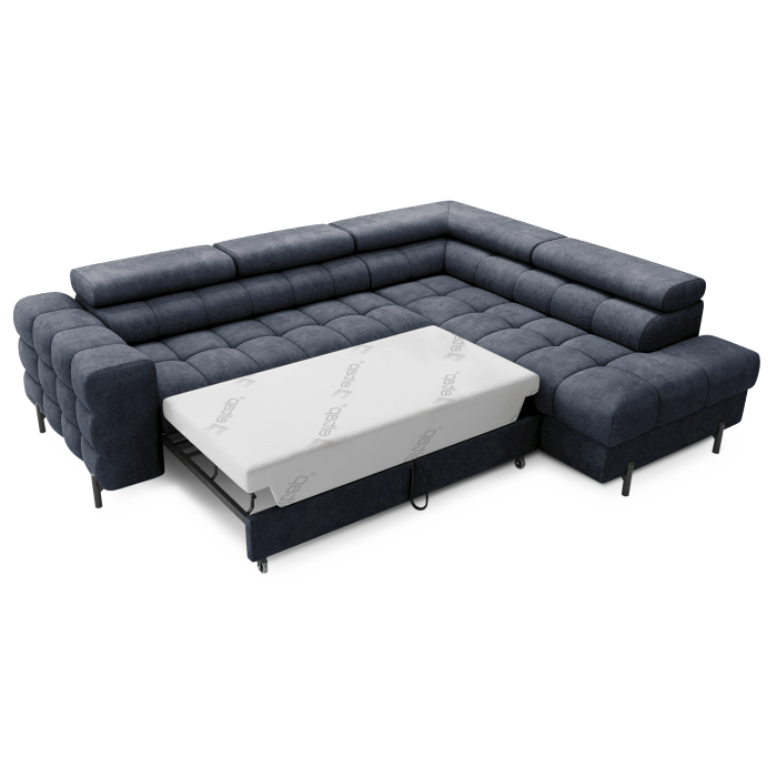 Canapé convertible Bleu foncé FERRUM 5 places angle droit grand format 276x93x200cm 