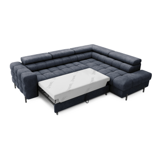 Canapé convertible Bleu foncé FERRUM 5 places angle droit grand format 276x93x200cm 