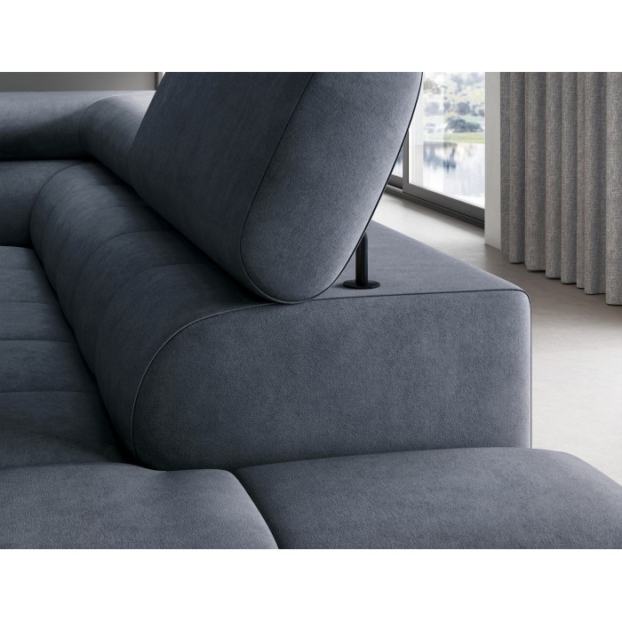 Canapé convertible Bleu foncé FERRUM 5 places angle droit grand format 276x93x200cm 