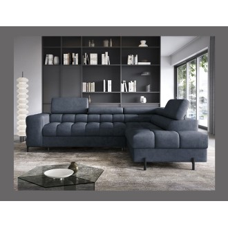 Canapé convertible Bleu foncé FERRUM 5 places angle droit grand format 276x93x200cm 