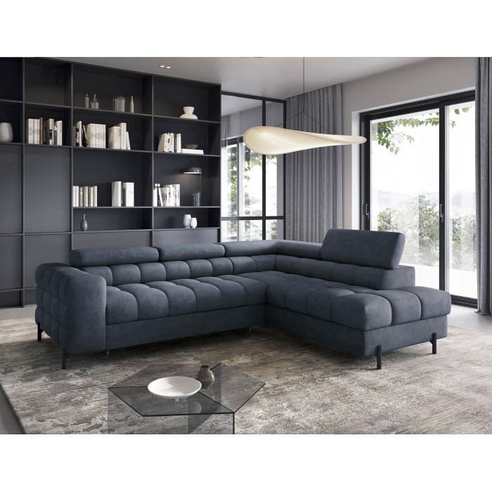 Canapé convertible Bleu foncé FERRUM 5 places angle droit grand format 276x93x200cm 