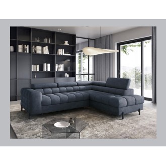 Canapé convertible Bleu foncé FERRUM 5 places angle droit grand format 276x93x200cm 