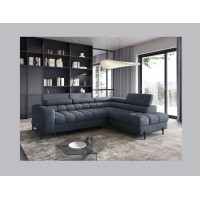 Canapé convertible Bleu foncé FERRUM 5 places angle droit grand format 276x93x200cm 