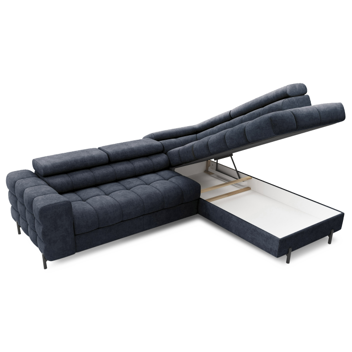 Canapé convertible Bleu foncé FERRUM 5 places angle droit grand format 276x93x200cm 