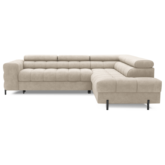 Canapé d'angle droit convertible Beige 5 places FERRUM rangement intégré 276x93x200cm 