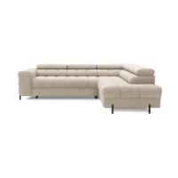 Canapé d'angle droit convertible Beige 5 places FERRUM rangement intégré 276x93x200cm 