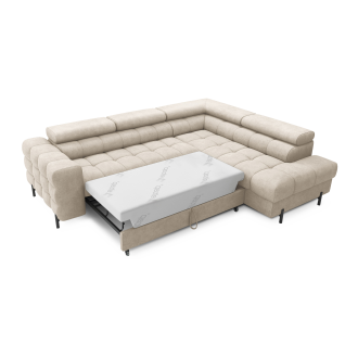 Canapé d'angle droit convertible Beige 5 places FERRUM rangement intégré 276x93x200cm 