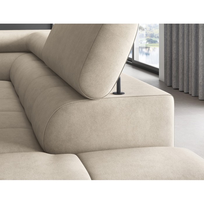 Canapé d'angle droit convertible Beige 5 places FERRUM rangement intégré 276x93x200cm 